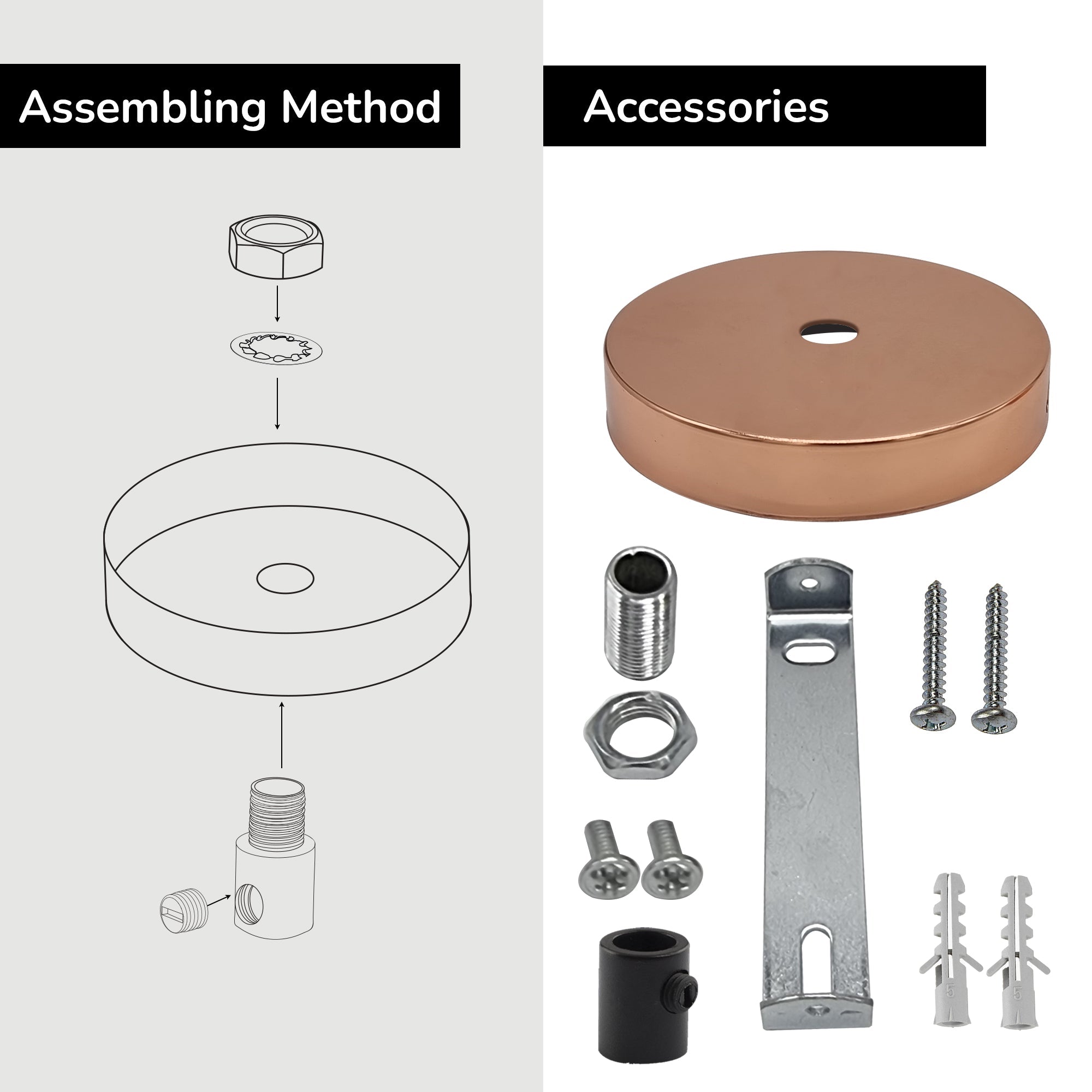 Metal Ceiling Roses 2 Outlets Rose Gold 120x25mm~2809