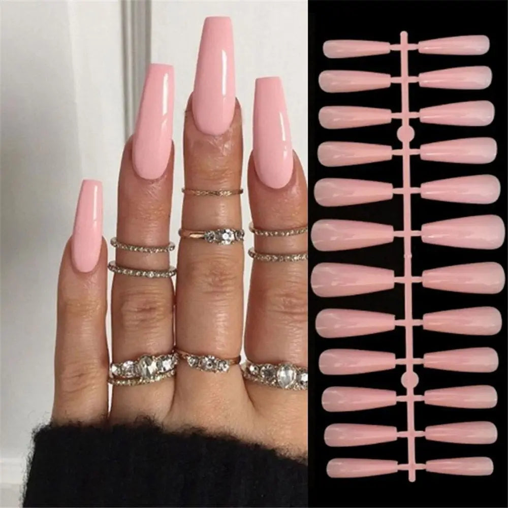 Long Stiletto French Fake Nails