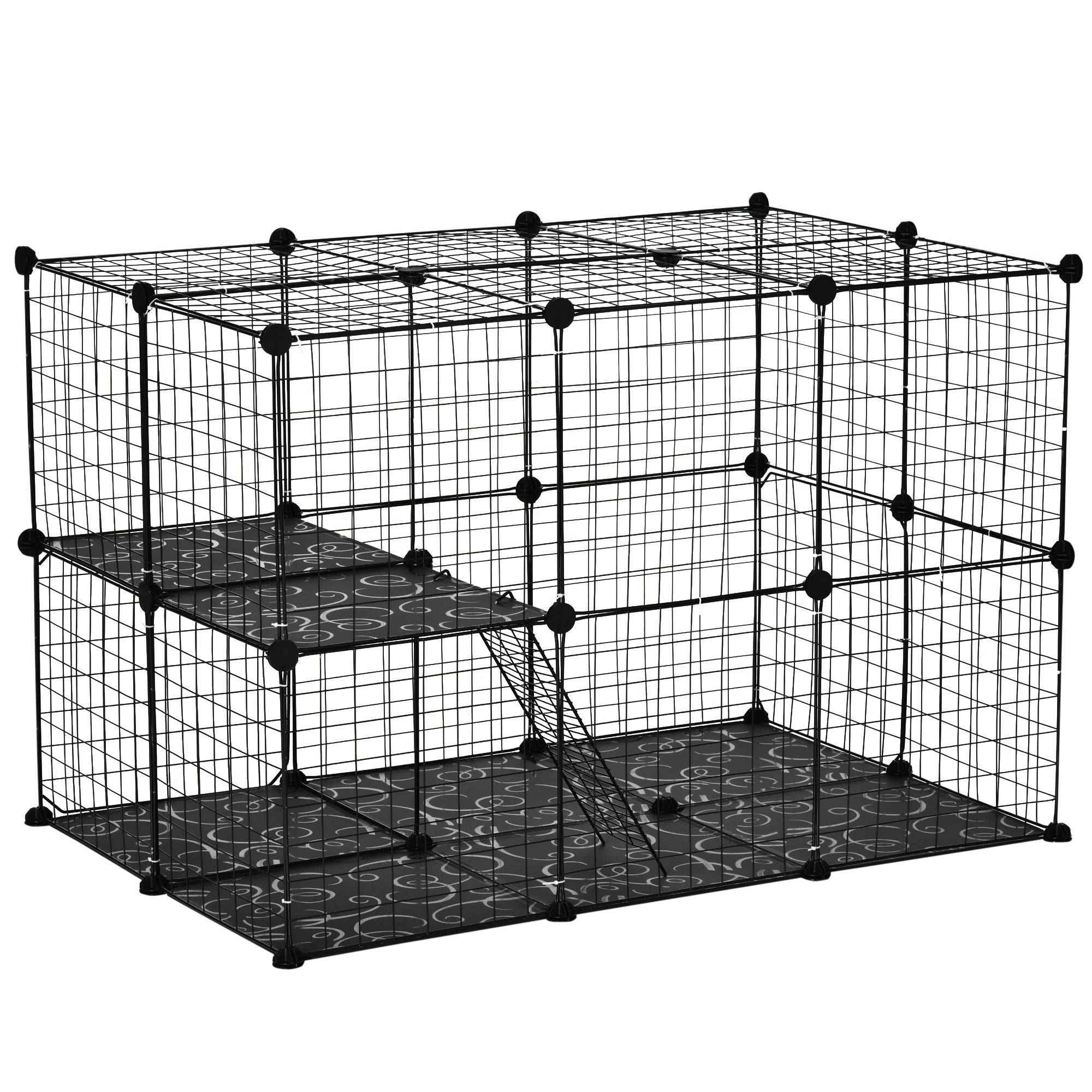 Pet Playpen DIY Small Animal Cage with Doors Ramps for Kitten, Bunny and Chinchillas